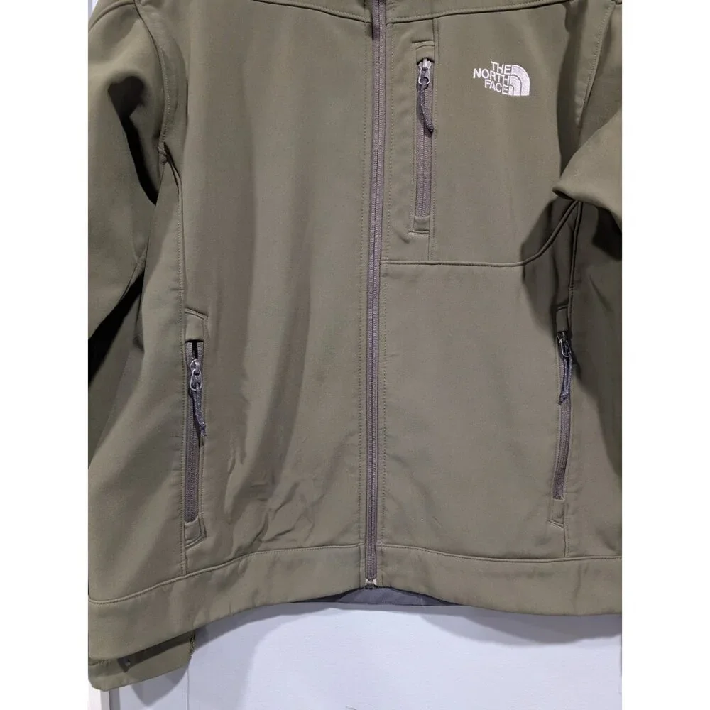 North Face Jacket Mens Sz L Apex Softshell Full Zip Fleece Lined Outdoors Green